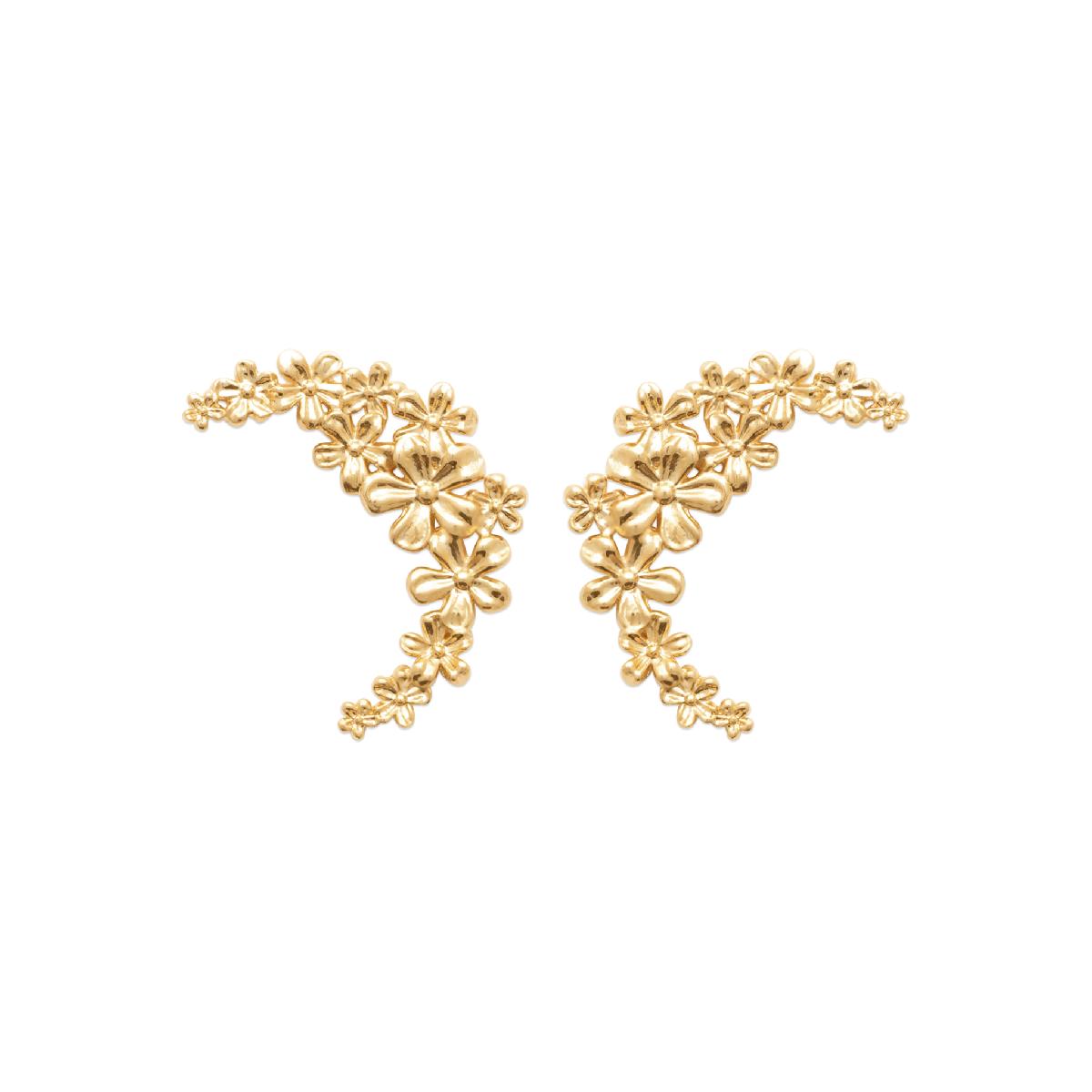 Créole Dormeuse Pampille Charme Suspendu Boucle Dormante Dentelée Or Jaune 18 Carats