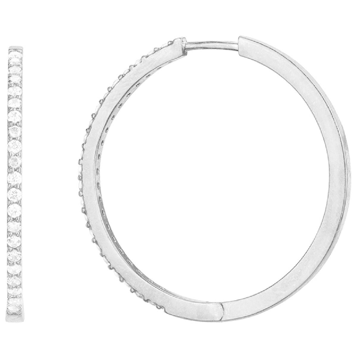 Créole Dormante PAM Blanc Filigrane Torsadé Pavé Zirconium Version Standard – Argent 925
