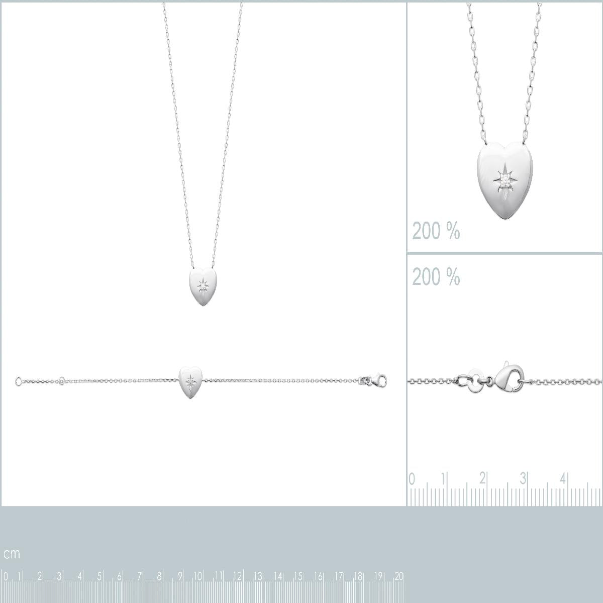 Collier Simple Modèle P Blanches Collection ALOÏZE en Argent 925 et Zirconium Version Argentée