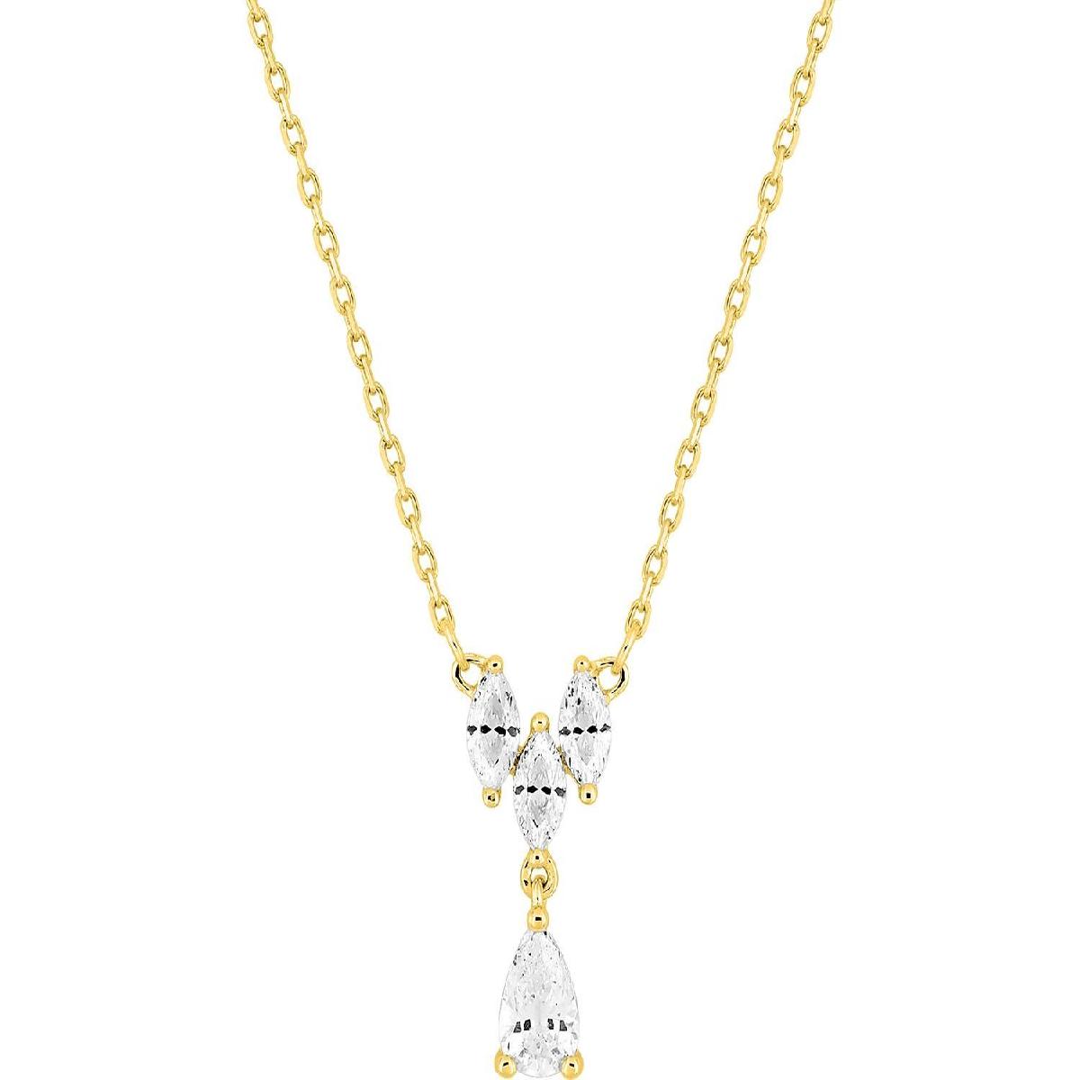 Collier Simple Perles Blanches Longueur Ajustable Edition Modèle AU375 Or Jaune 375