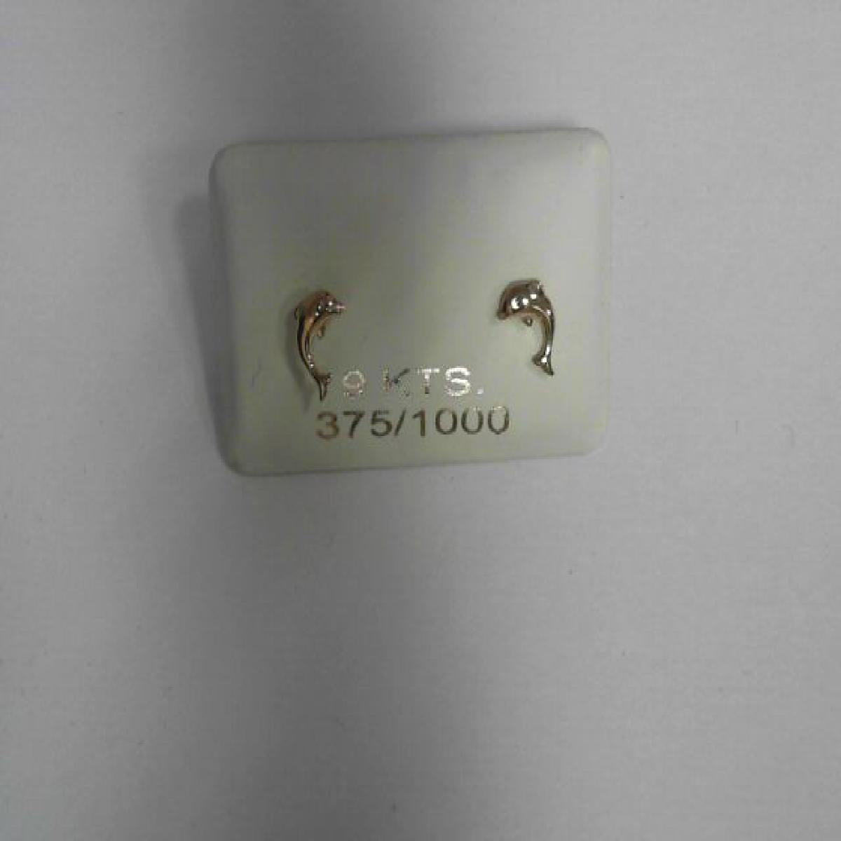 Boucles d'oreilles Dauphins Miniatures Gravés Motif Océanique Élégant AU375 - Or 375