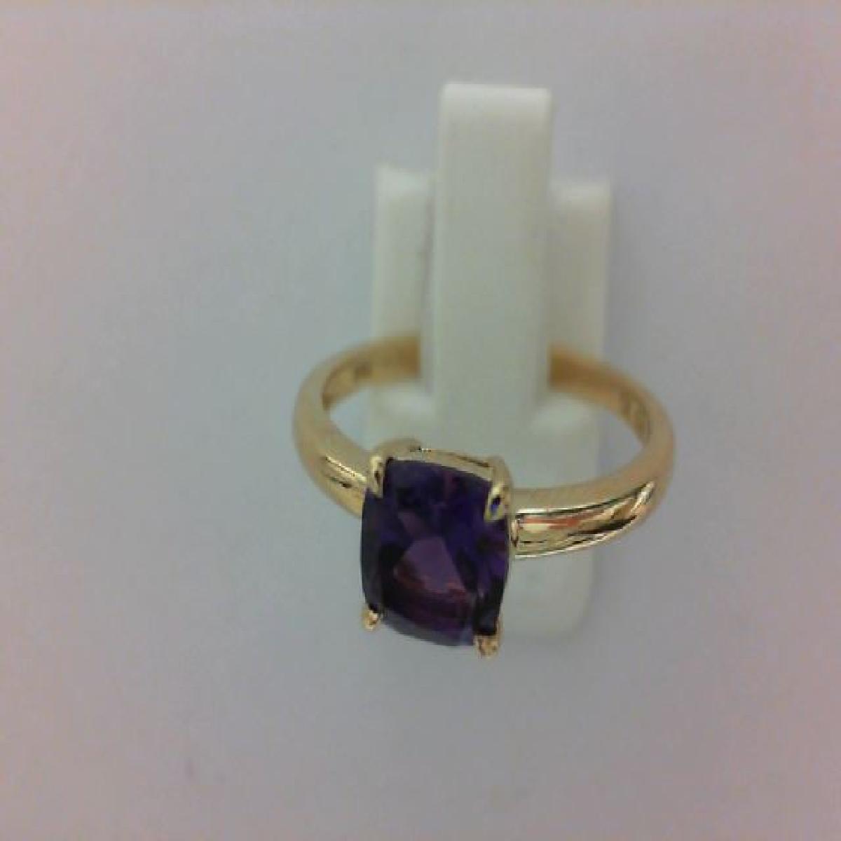 Solitaire Pierre Centrale Améthyste Facettée Taille Brillant Ancienne - Or 18 Carats