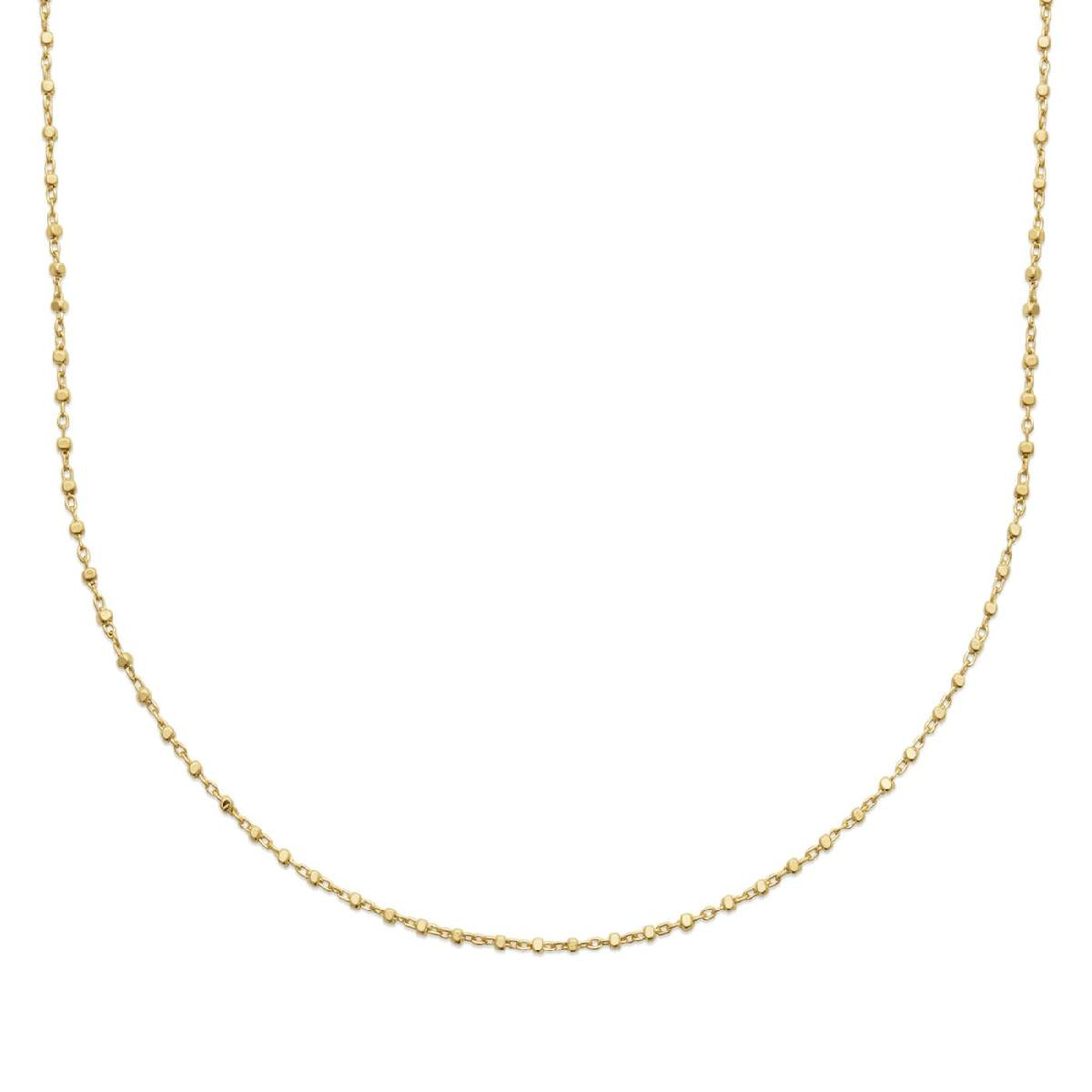 Chaîne Maille Fine Cubes et Maillons Alternés Longueur 45 Cm – Or Jaune Plaqué 750/1000