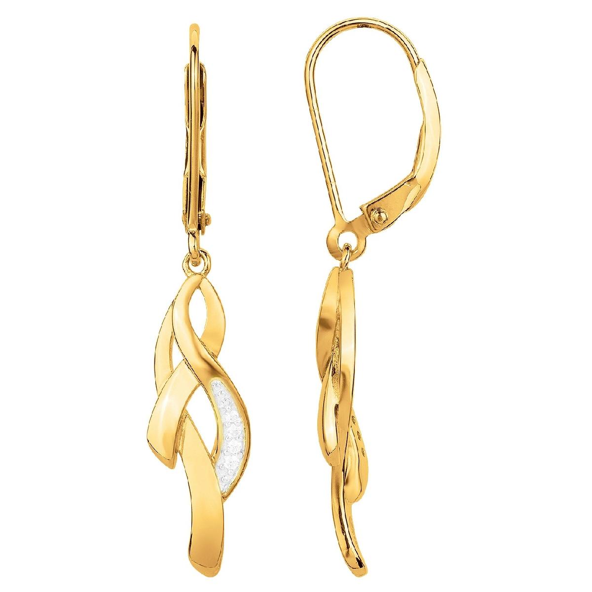 Boucles D'Oreilles Dormeuses - Oxydes De Zirconium X8 - Or Jaune Plaqué - Pour Oreilles Percées