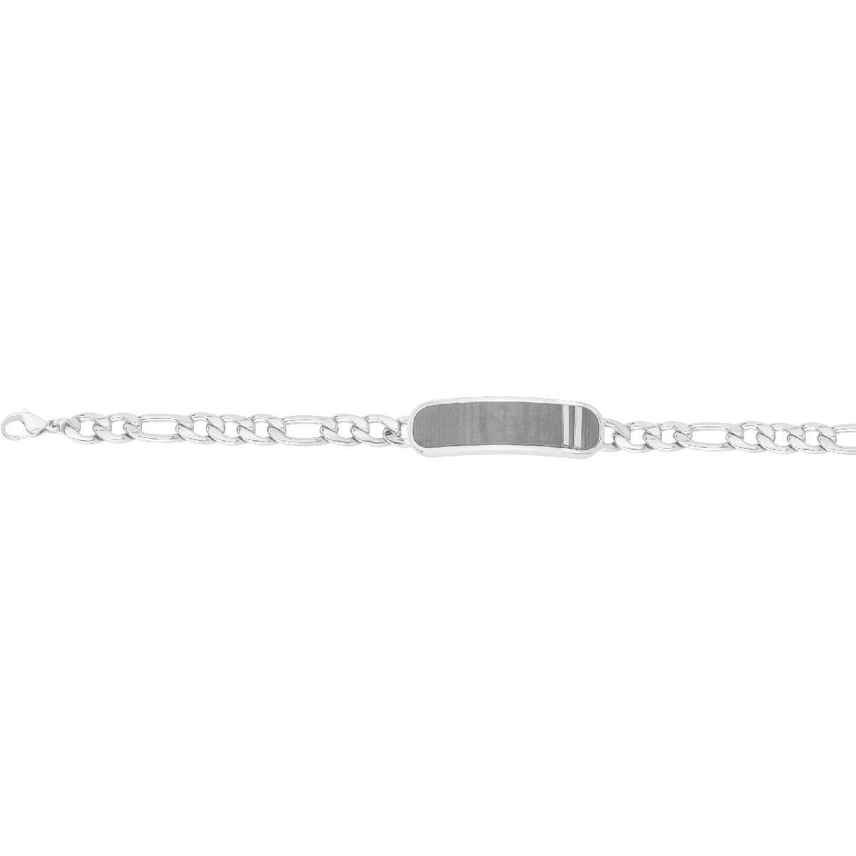 Bracelet Souple avec Plaque Gravée et Motif Géométrique Discret pour Inscription Acier