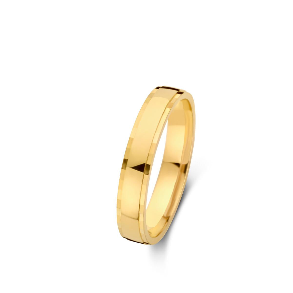 Alliances – Motifs Géométriques Gravés en Cercles Entrelacés – Or Jaune 18 Carats