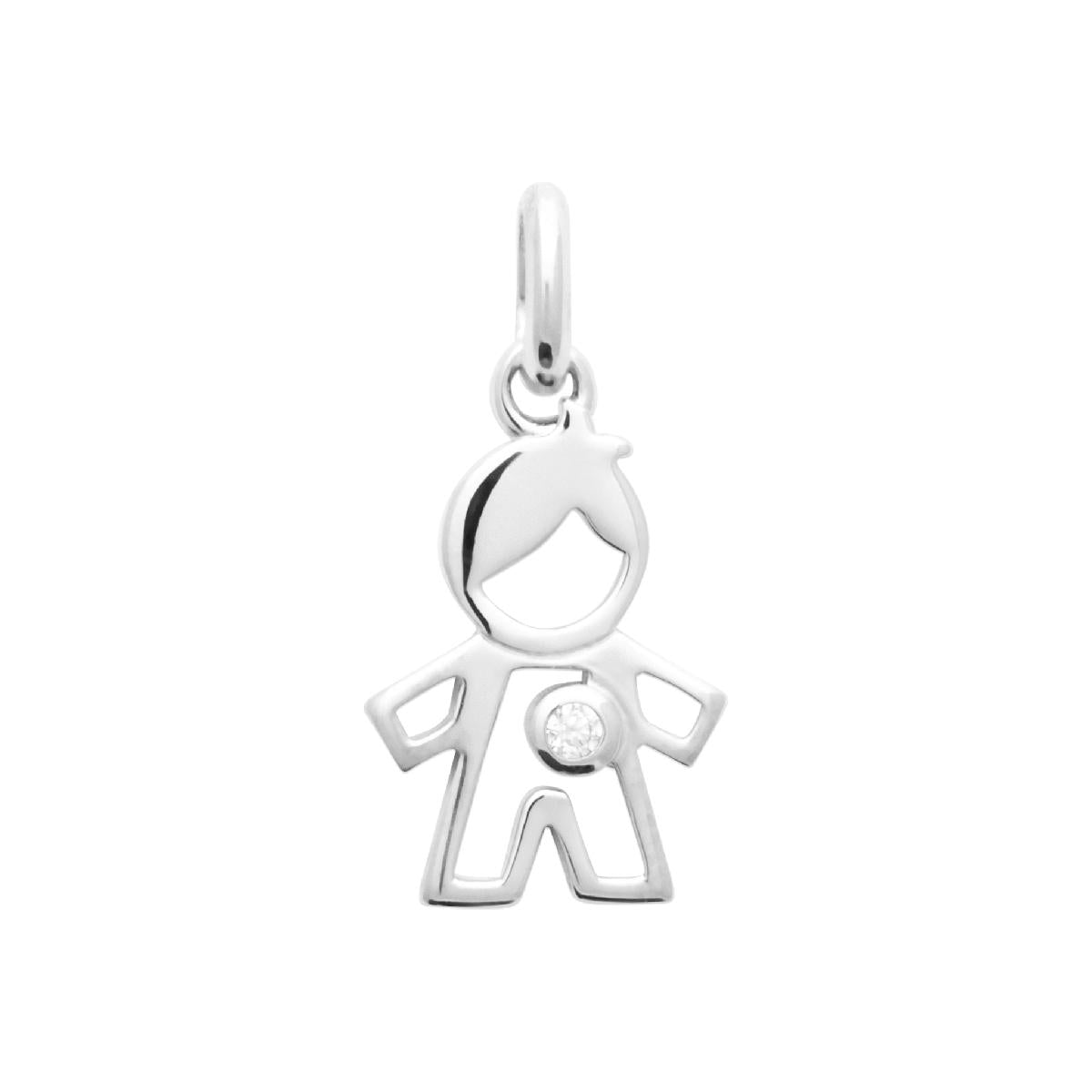 Pendentifs P. Blanche Solitaire Gravée Empreinte Fine Collection – Argent 925 Zirconium