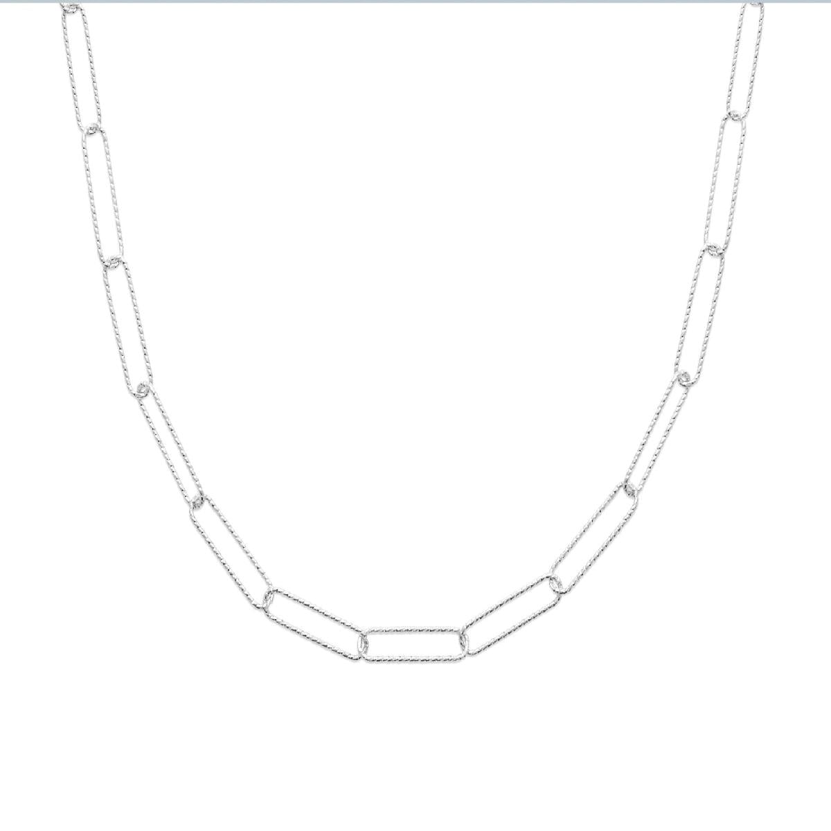 Collier OLIVIANE – Argent Rhodié 925/1000, Maille Grosse, Longueur 45 Cm Poids 6,84 g