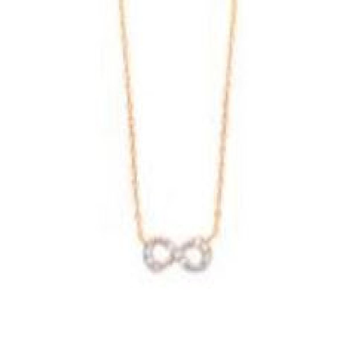 Collier Infini – Or Jaune Plaqué 3 Microns, Pendentif Orné d'oxydes de zirconium, Longueur 45 cm, Maille Forçat