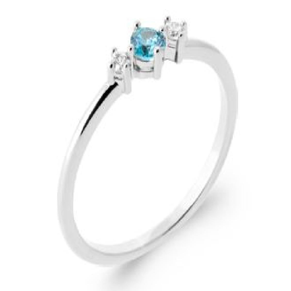 Solitaire pierre de couleur sertie dans un anneau fin au design discret et équilibré – AG925 – Zirconium
