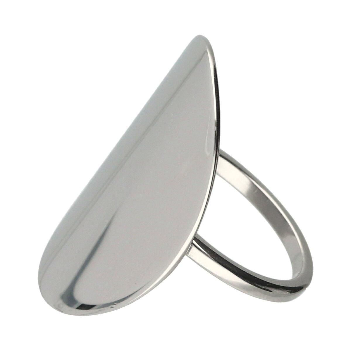 Bague AG925 - Argent Rhodié 925/1000, Volume Ovalisée, Lisse et Satinée Douce Fine