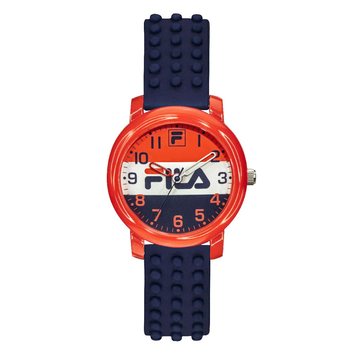 Bracelet Fila N°203 Bleu et Rouge en Acier Inoxydable Longueur Ajustable Gravable