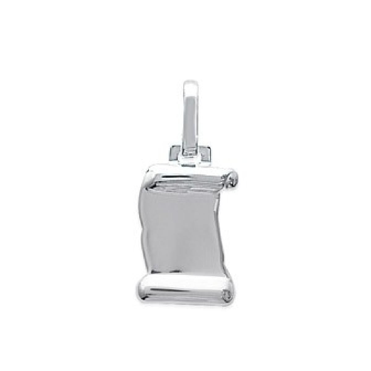 Pendentif Parchemin Gravable Avec Bélière Ronde Et Mobile Et Gravure Possible – Argent Rhodié 925