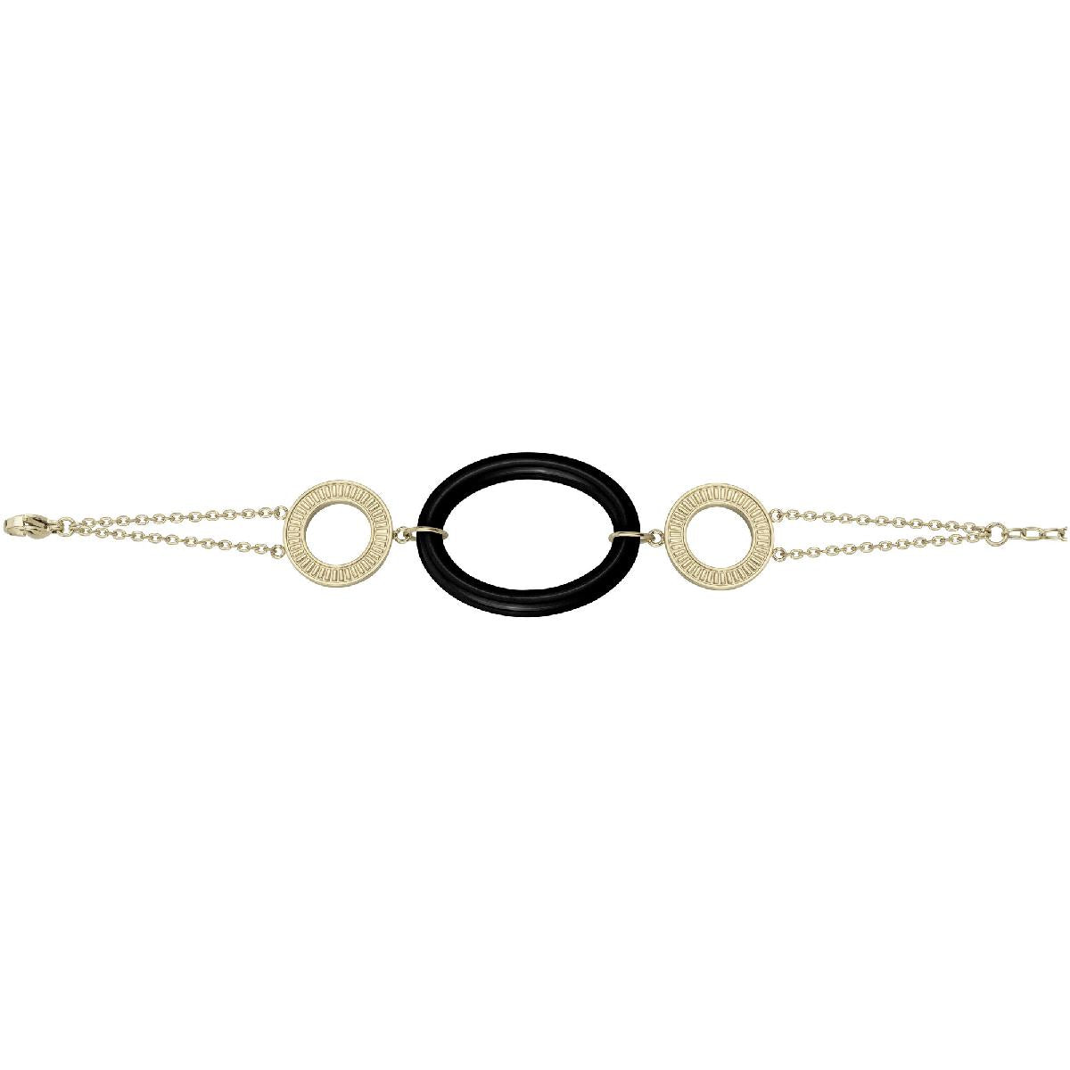 Bracelet Modèle ALOÏZE Ovale Strié Géométrique – Acier Inoxydable et Céramique