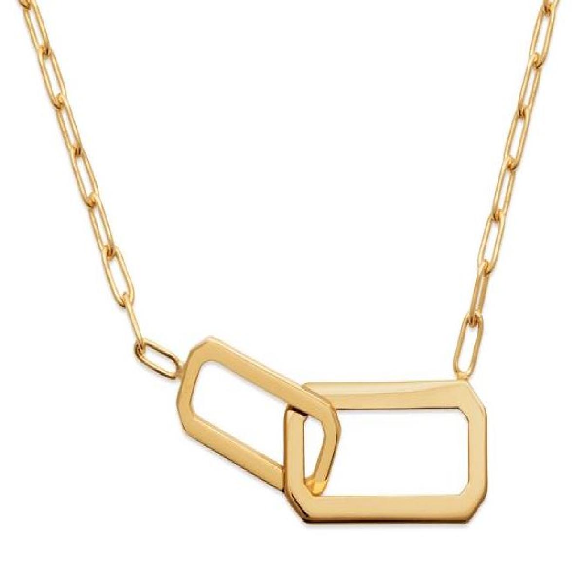 Collier Rectangles Entrelacés Doubles Longueur 45 cm – Or Jaune Plaqué 3 Microns