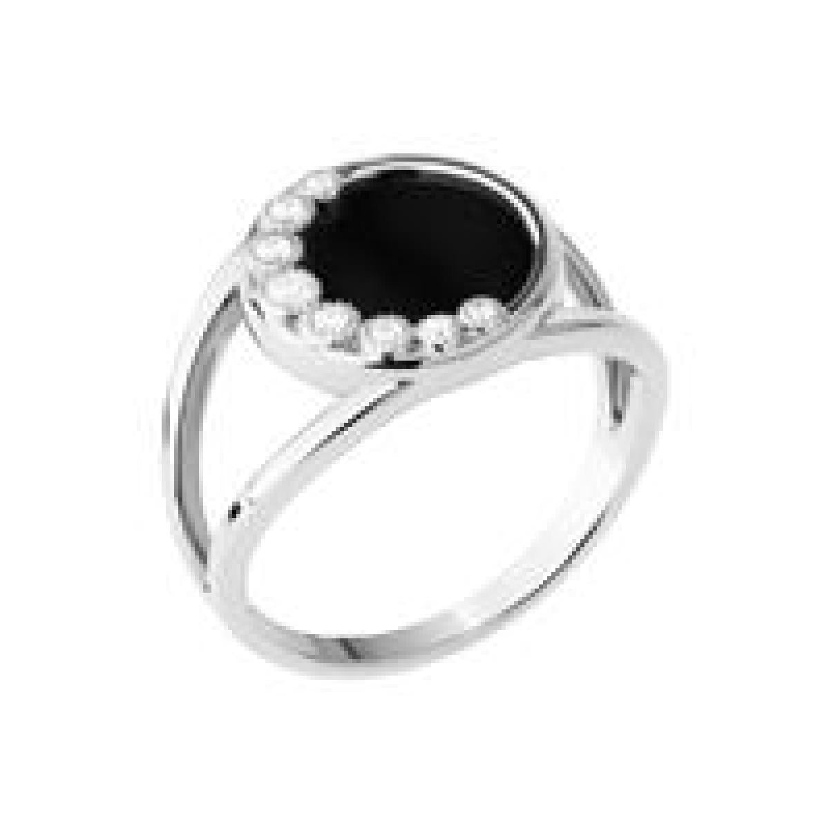 Solitaire Pierre De Couleur Onyx Argent 925