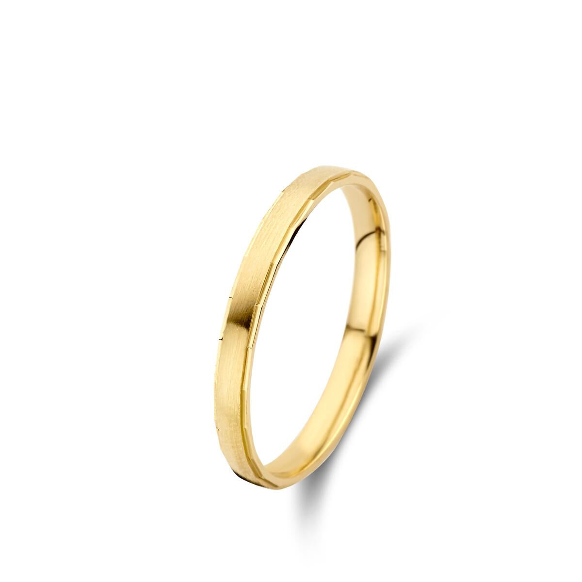 Alliances Géométriques Gravées Traditionnelles Pour Mariage A Motifs – Or Jaune 18 Carats