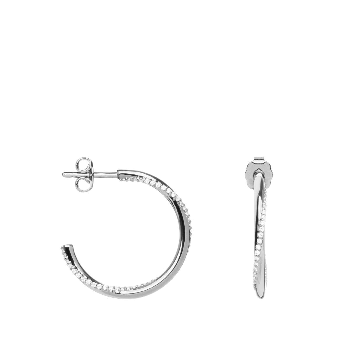 Créole Dormante Pendante Modèle PAM Blanc Argent 925 Et Zirconium Longueur 3 cm