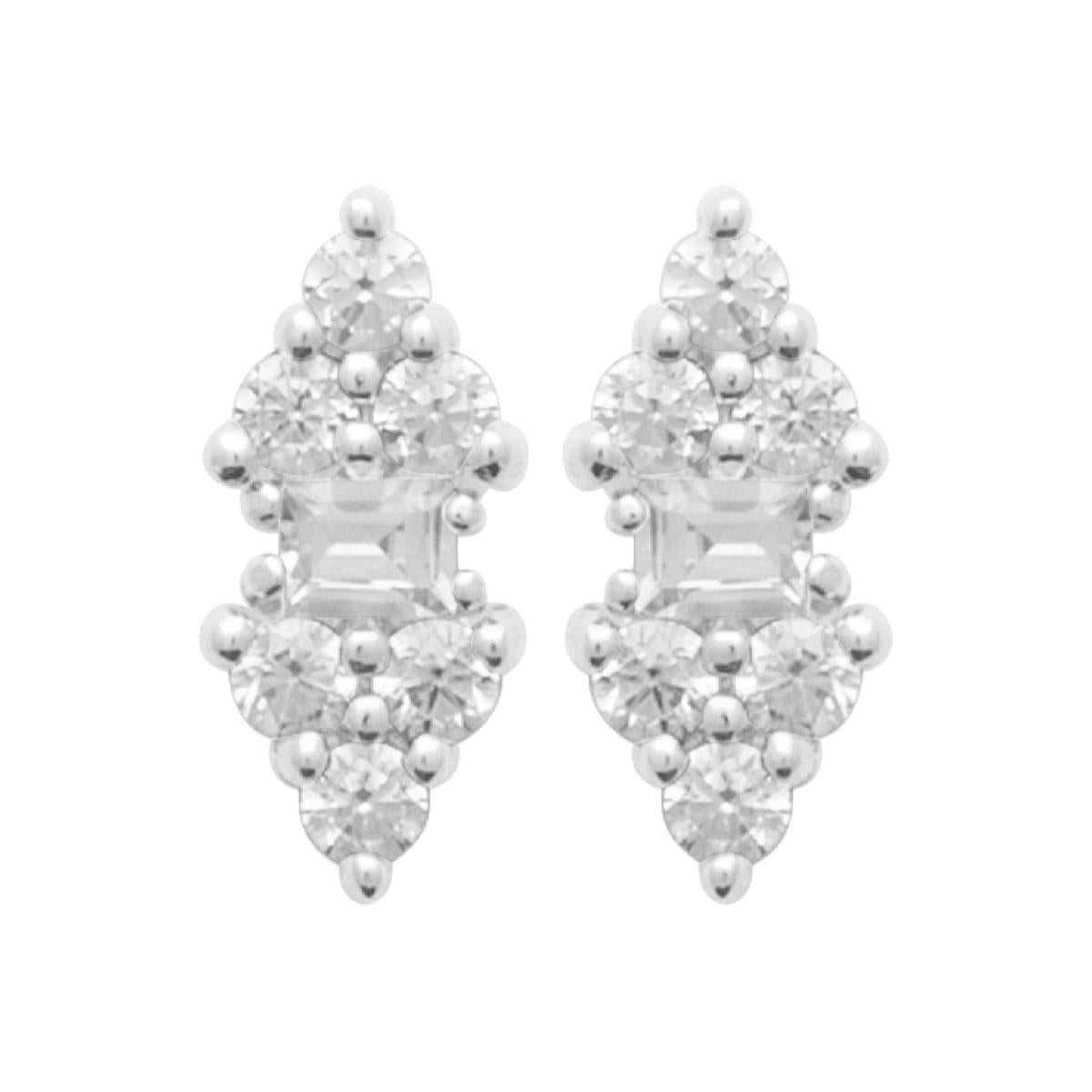 Boucles D'Oreilles Géométriques À Motifs Oxydes De Zirconium Et Flèche AG925 – Argent Rhodié