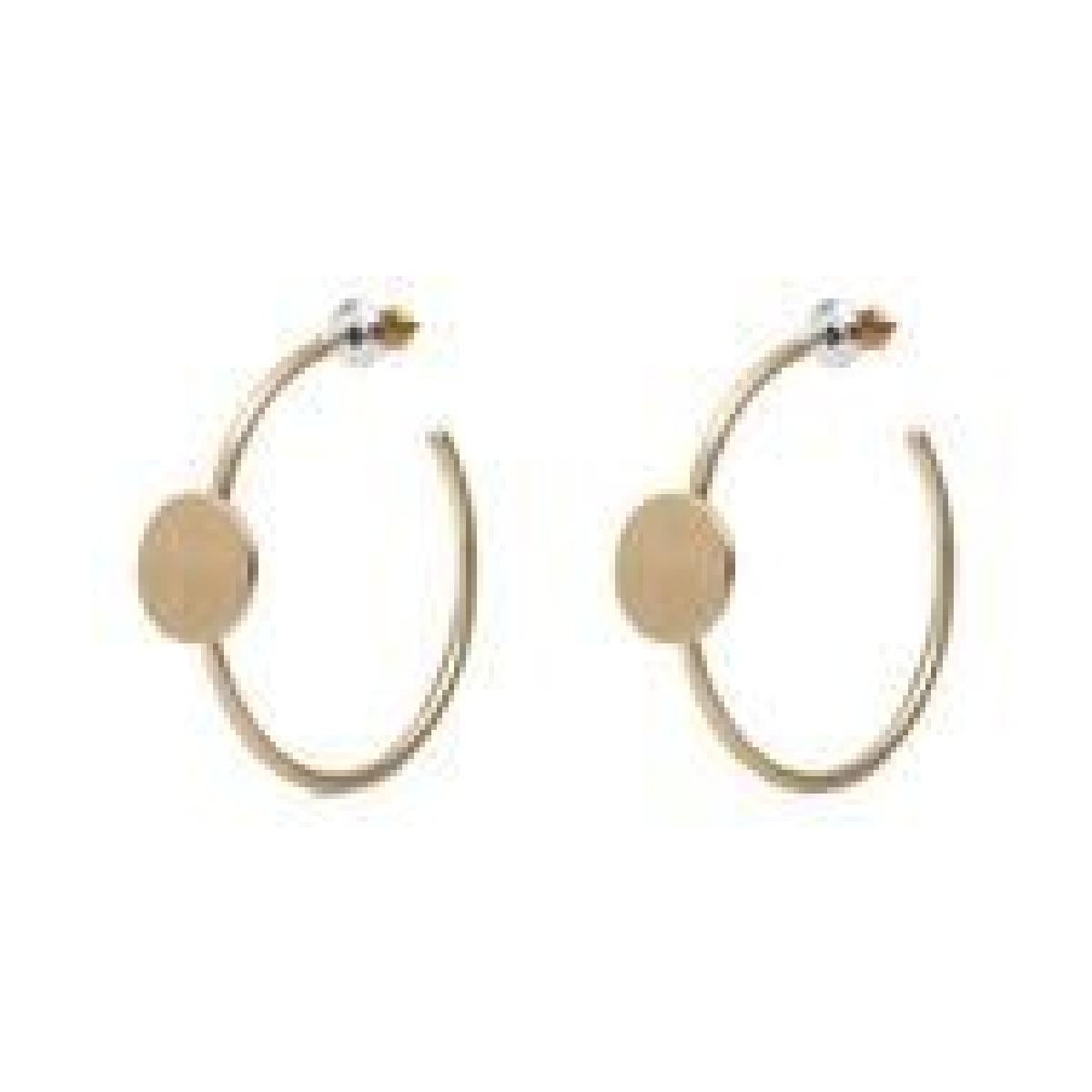 Boucles d'oreilles goutte ovale gravée motif feuille et texture satinée – Or jaune 18 carats