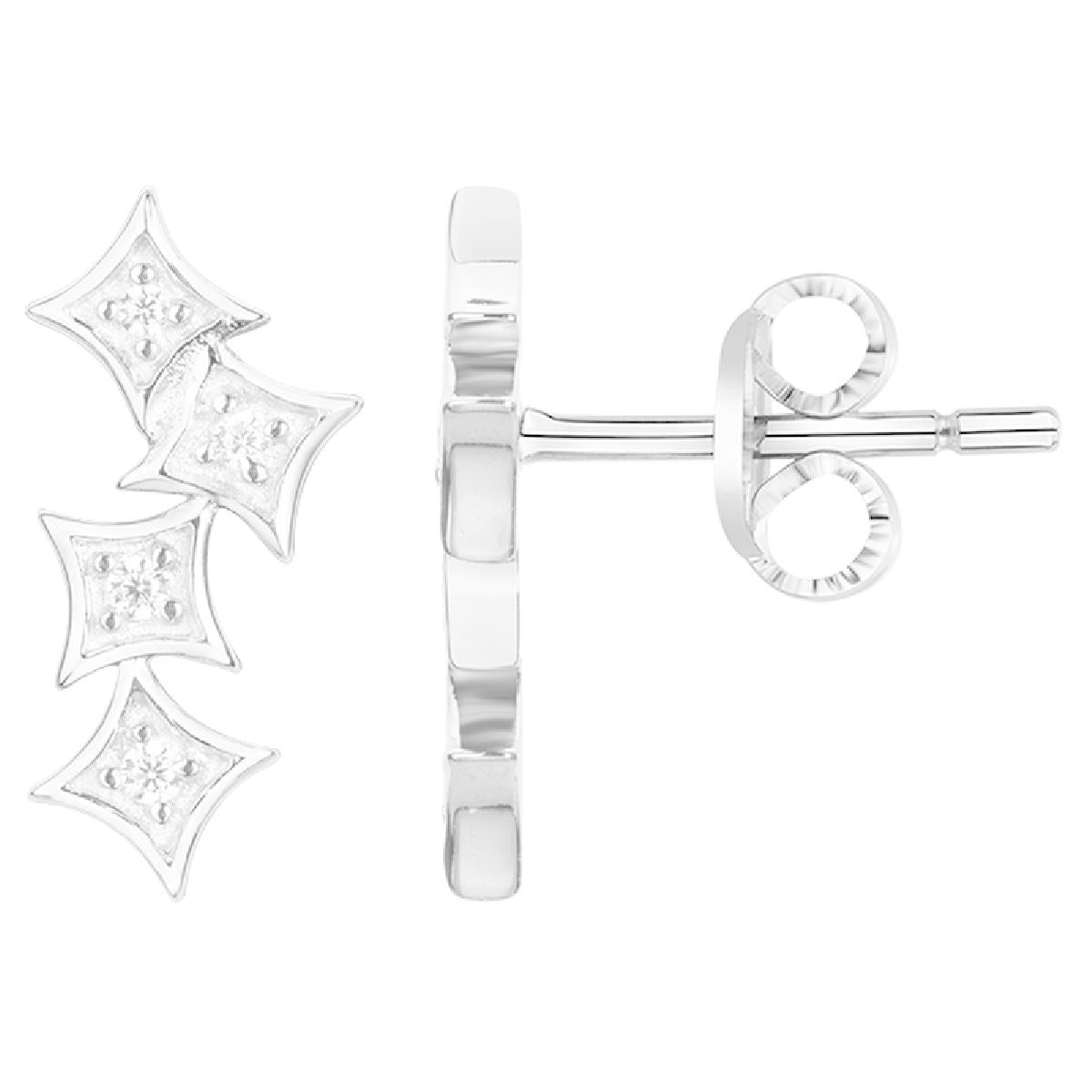 Boucles D'Oreilles Pendantes – AG925 – Argent Rhodié 925/1000 et Oxyde de Zirconium