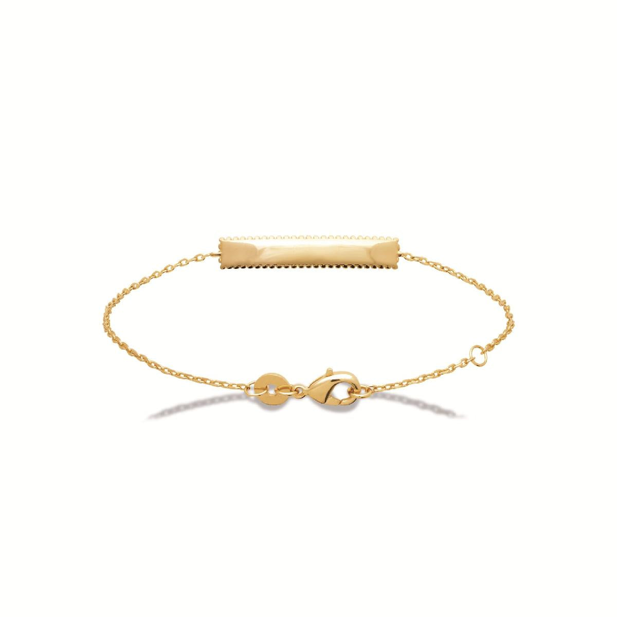 Bracelet Simple Avec Plaque - Or Jaune 18 Carats, Taille Ajustable Pour Femme Classique