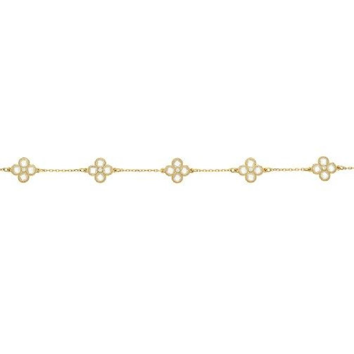 Bracelet AG925 – Or Jaune 18 Carats Plaqué Argent 925, Fleurs En Oxydes De Zirconium