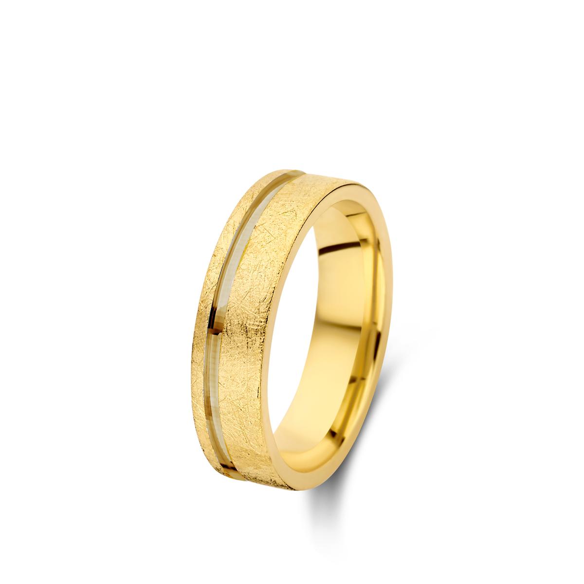Alliances à Motifs Gravés Géométriques Répétitifs et imbriqués – Or jaune 18 carats