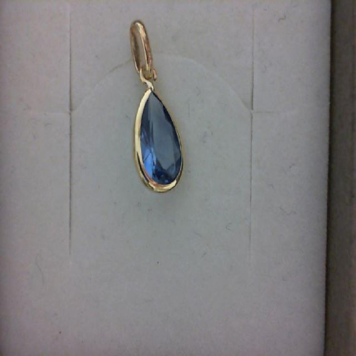Pendentifs P Couleur Solitaire Or Jaune 9 Carats Topaze Bleue Taillée Monture Fine