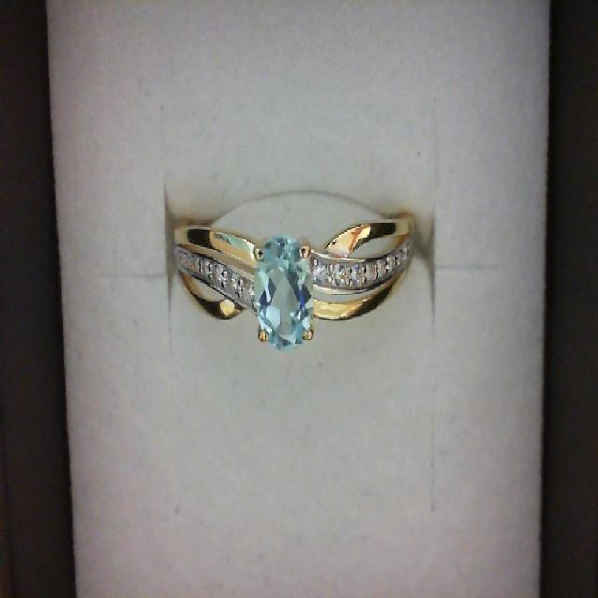 Solitaire Topaze Bleue Brillante Facettée Grande Taille Transparente – Or Jaune 9 Carats