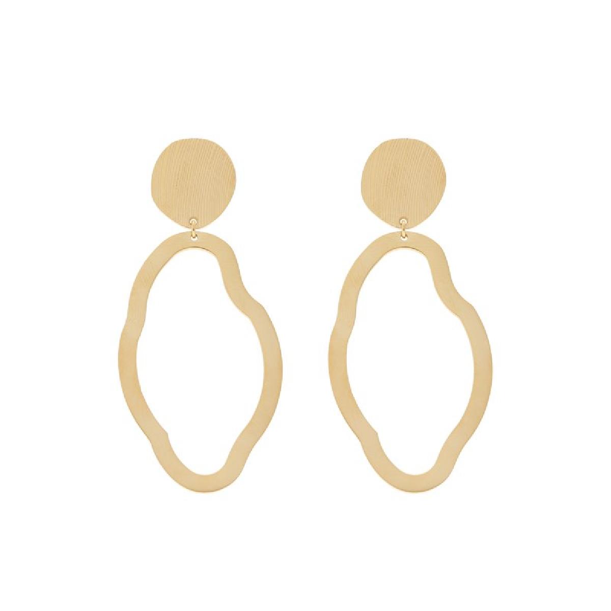 Créoles Graphiques Contemporaines Modèle Dormant Longueur 5,5 cm Largeur 2,5 cm – Acier Jaune