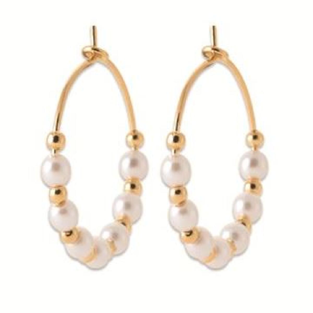 Créoles plaqué or perles imitation