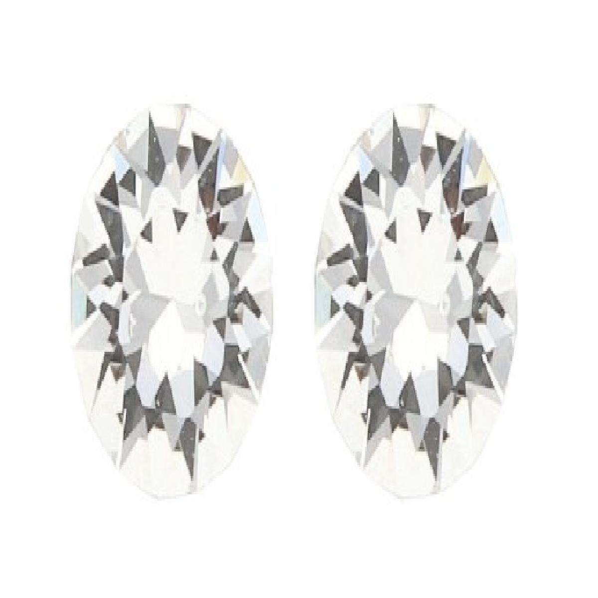 Boucles d'oreilles Cristaux Swarovski Blancs Transparents Brillants Acier Inoxydable