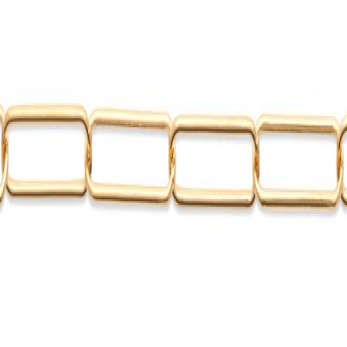 Bracelet Maille Rectangulaire Large Avec Chaîne De Rallonge Ajustable – Or Plaqué