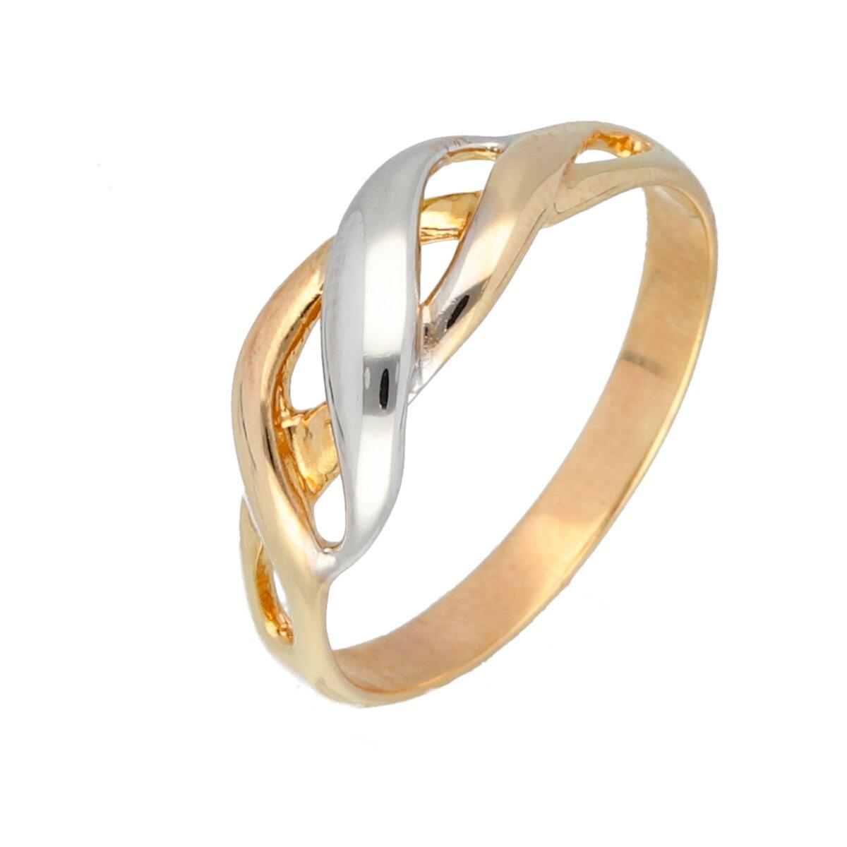 Bague bicolore Entrelacée Harmonie Des Lignes Élégance – Or Jaune Plaqué Et Rhodium