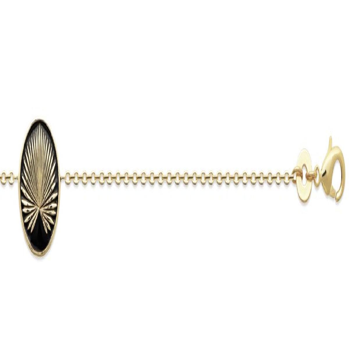 Bracelet Pendentif Rond Motif Plume De Paon Gravé – Or Jaune Plaqué 750/1000 3 Microns