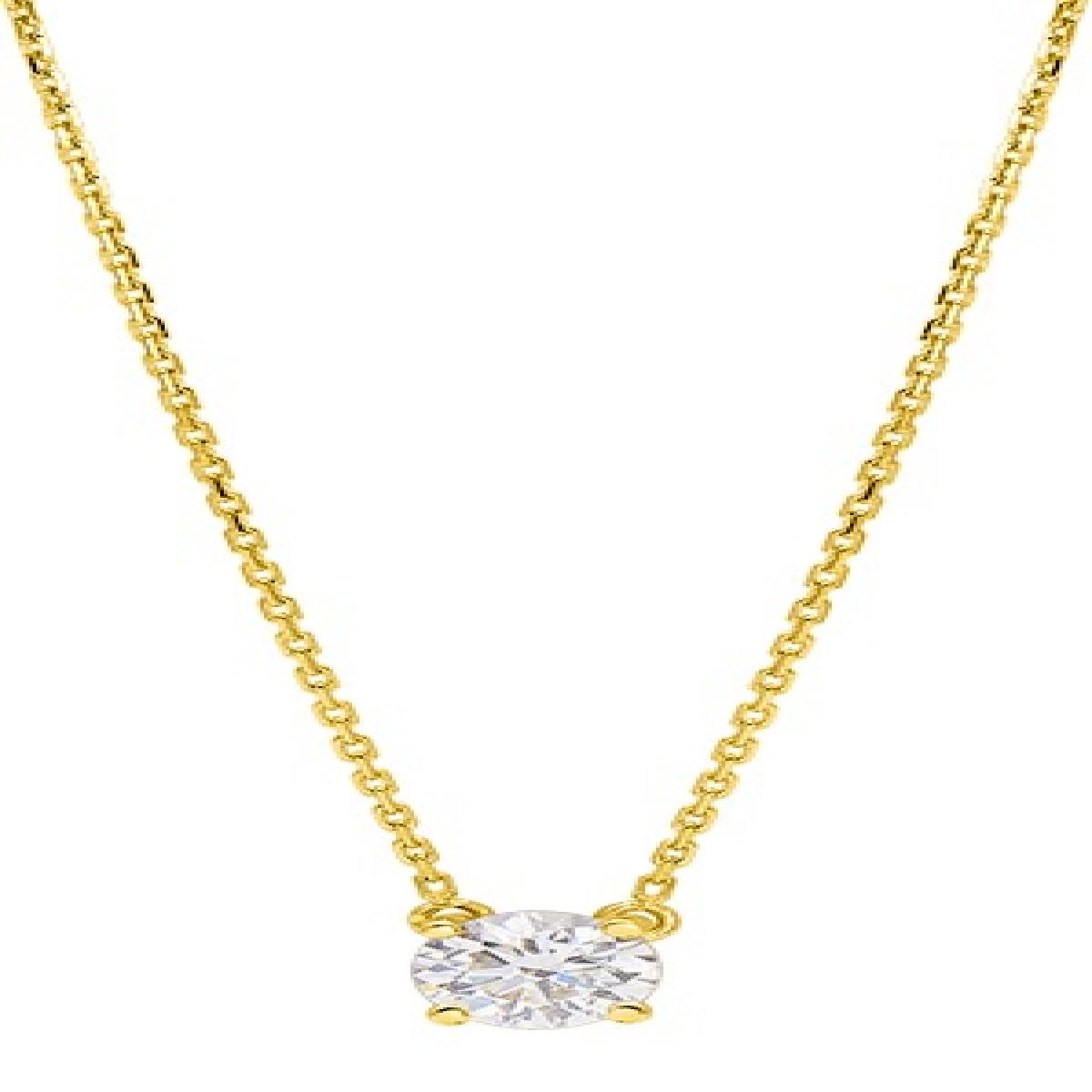 Collier Simple Aloïze P Blanches - Or 18 Carats Longueur Réglable Et Zirconium Pur
