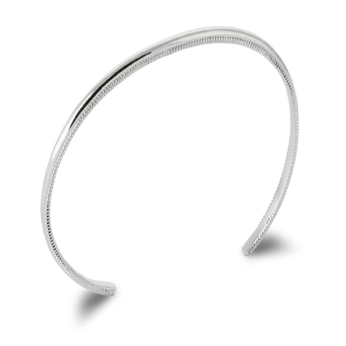 Bracelet Rigide AG925 Gravé Motif Chevrons Et Liserés Polies Intemporel – Argent 925