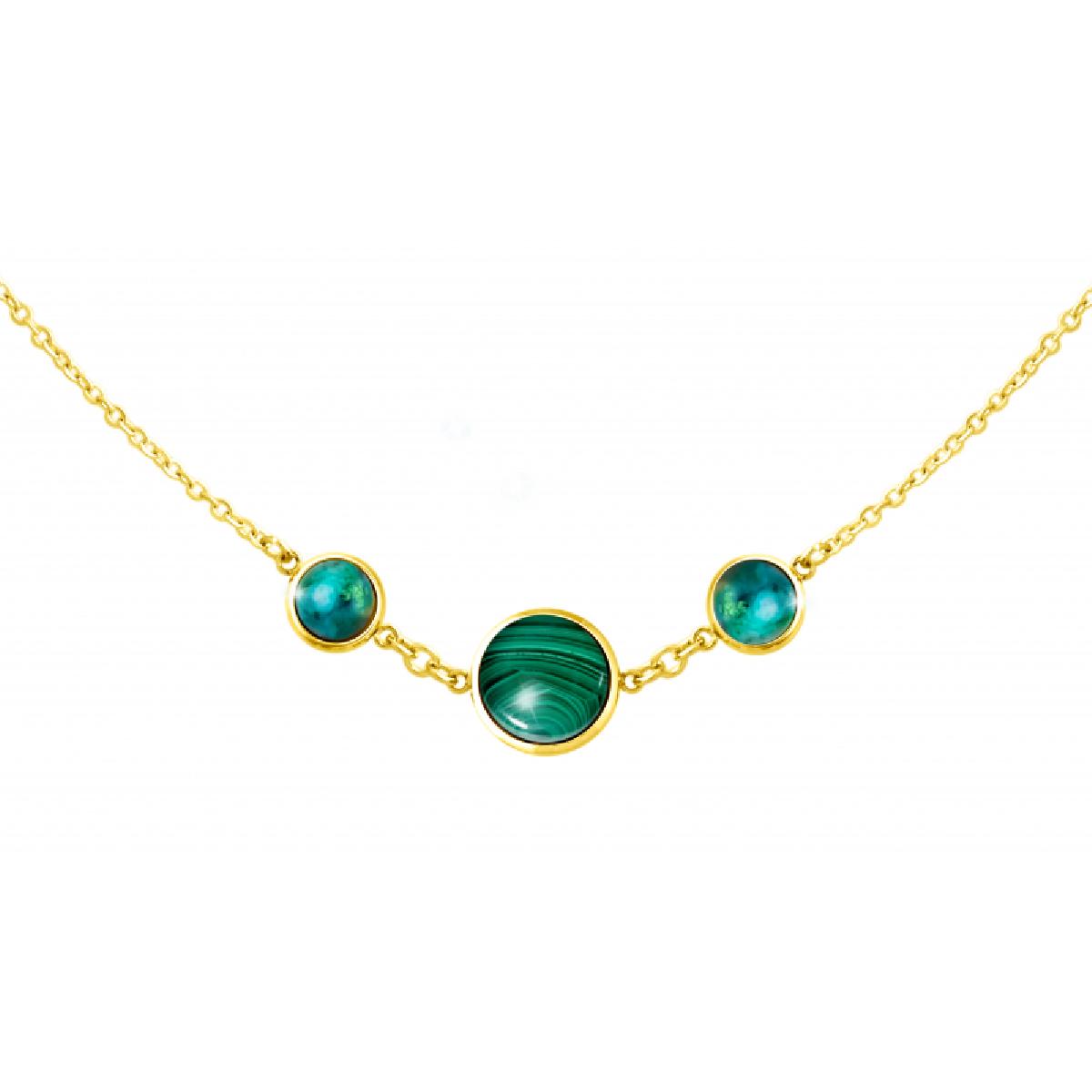 Colliers Souples P. Couleur Acier Malachite Longueur Réglable Fermoir Mousqueton Ajustable