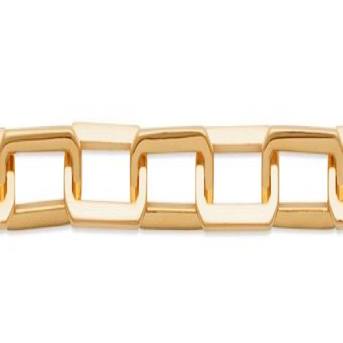 Bracelet ALOÏZE Maille Rectangulaire Longueur 18 cm Mousqueton – Plaqué Or Jaune 3 Microns