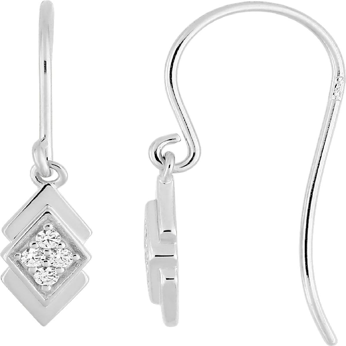 Créole DORM Pend PAM Blanc Gravé Symbolique Élément Fin – Argent 925 Et Zirconium