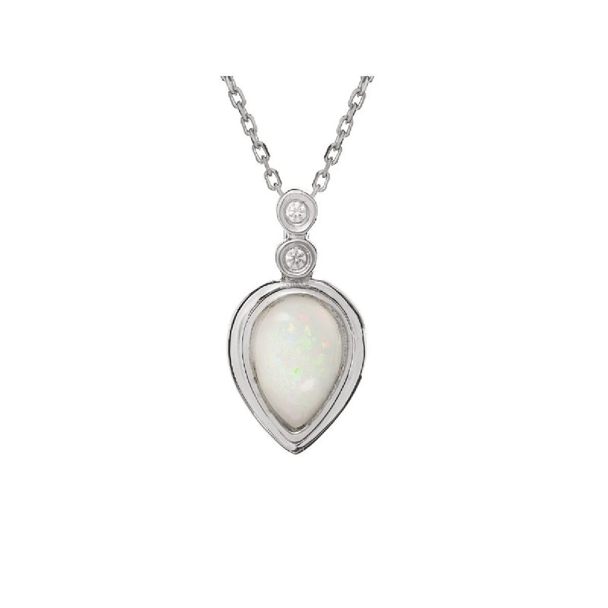 Collier Souple P. Blanches - Argent 925 - Opale Naturelle Et Chaîne Réglable Longueur Variable