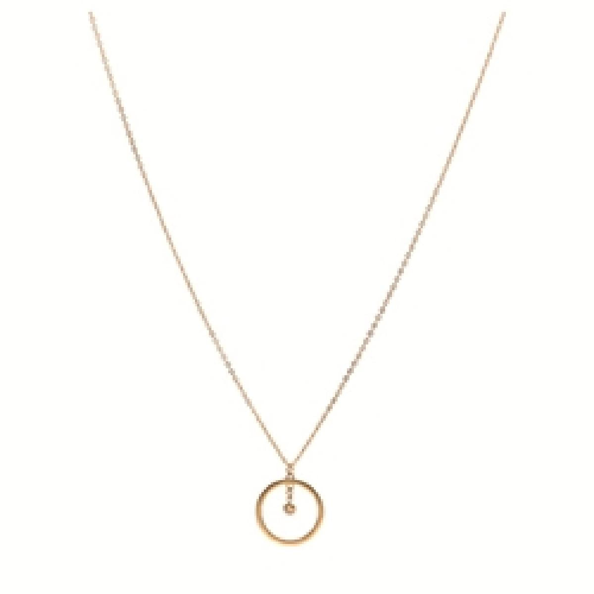 Collier Simple Pavé Blanc Longueur Réglable AU375 Diamant Solitaire – Or Jaune 9 Carats