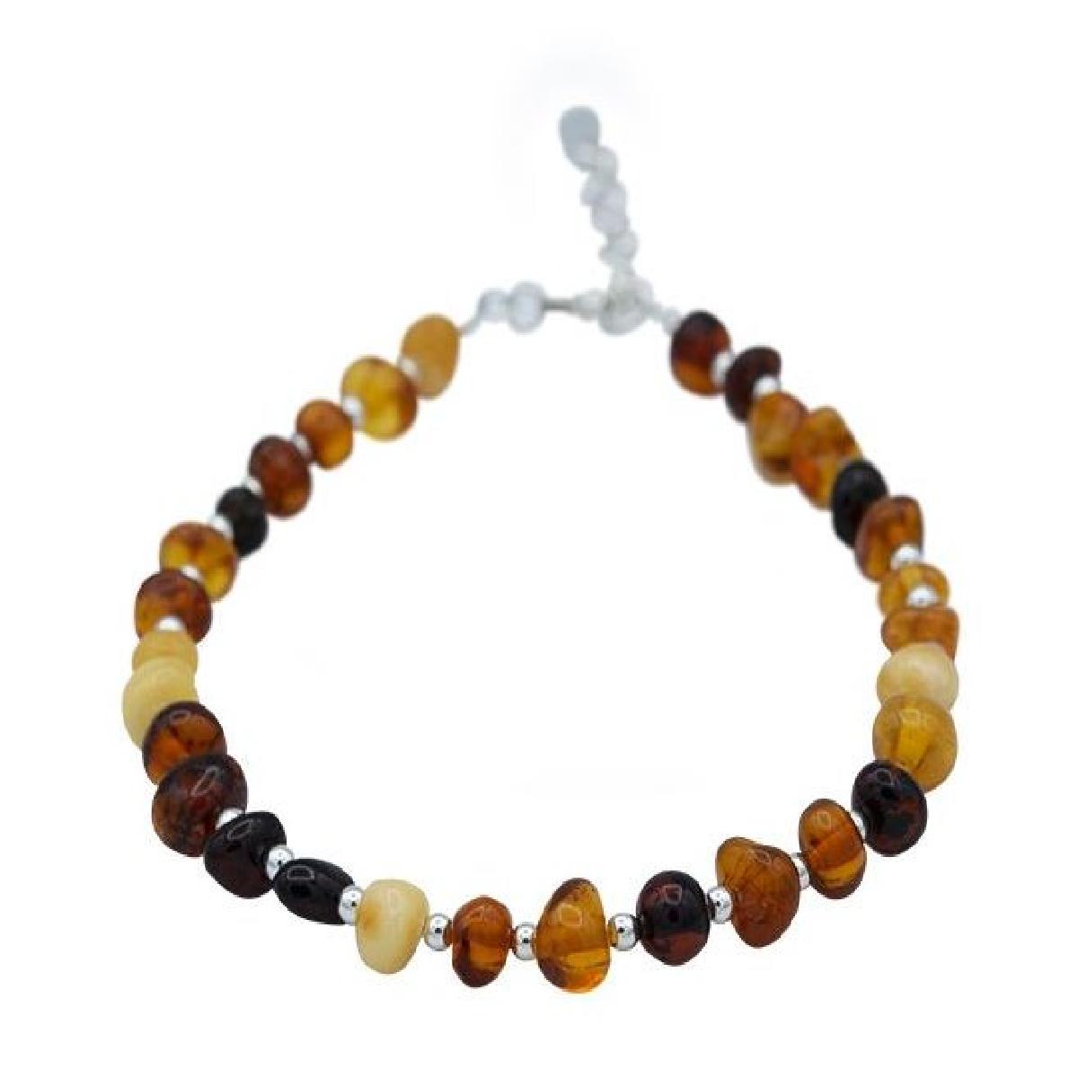 Bracelet Souple Ambre Translucide Tressé Finition Satinée et Motif Filigrane Discret – Argent 925