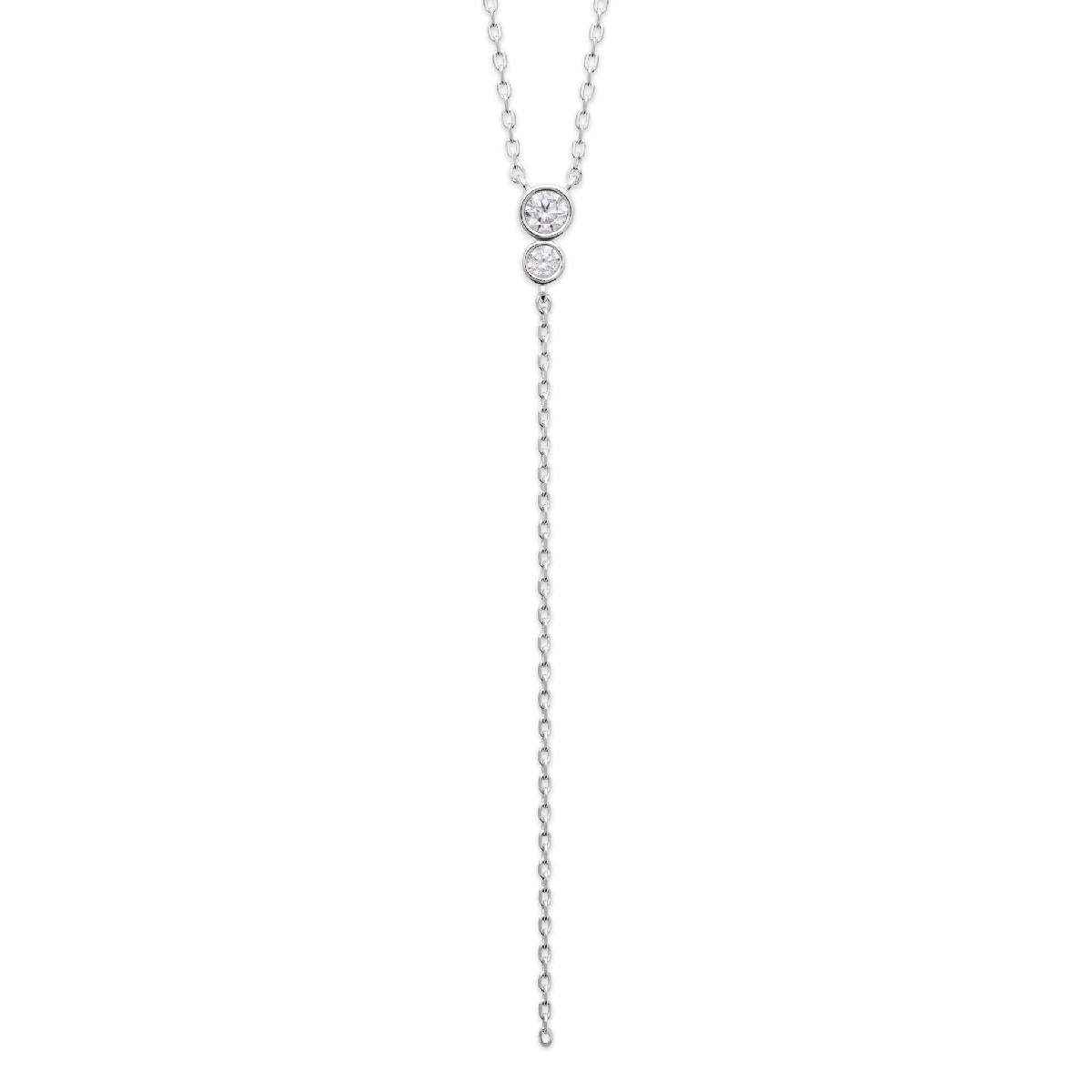 Collier AG925 – Argent Rhodié 925 et oxydes de Zirconium ronds sertis clos pour décolleté