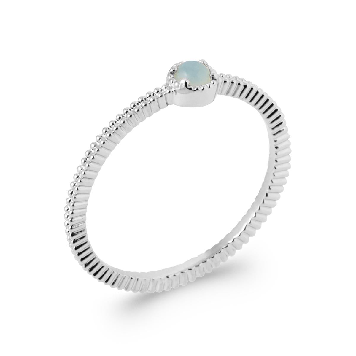 Solitaire pierre de couleur Agathe sur anneau en argent, modèle Agathe, présentation classique – Ag925