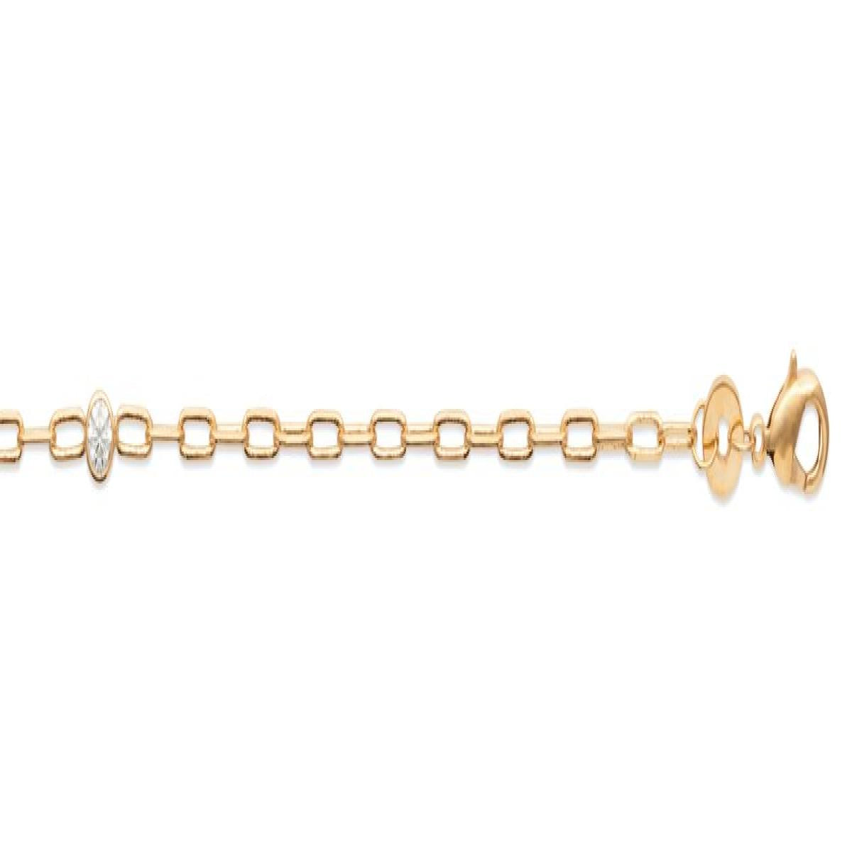 Bracelet Maille Cheval Or Jaune 18 Carats 750/1000 Longueur 18 Cm Serti Zirconium