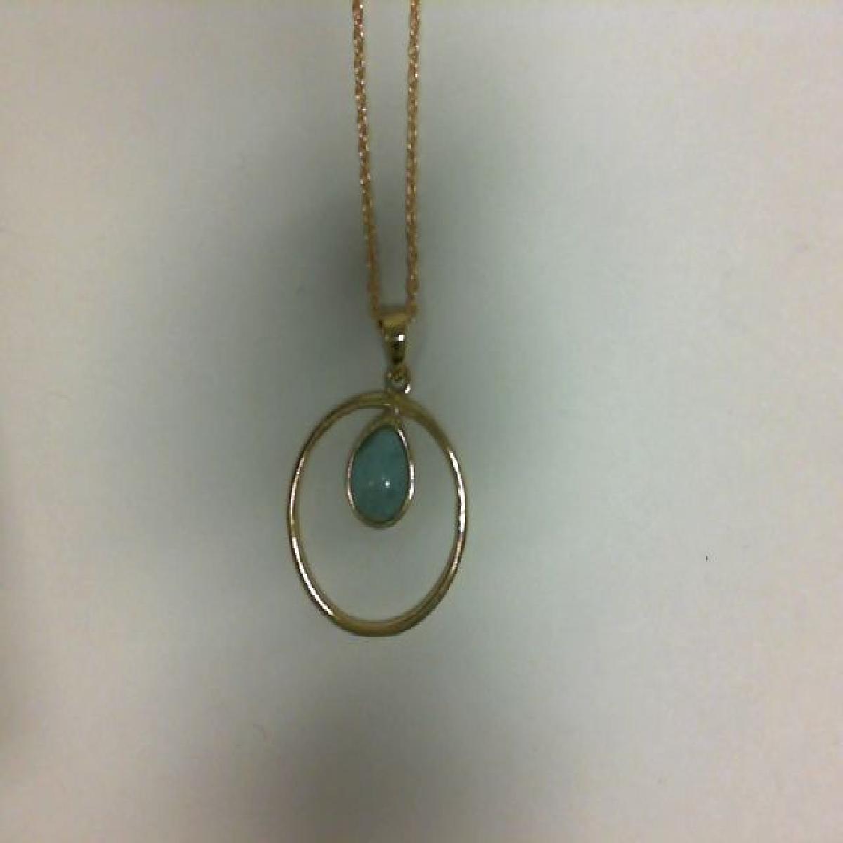 Collier en plaqué or avec cerle et Larimar en forme de goutte