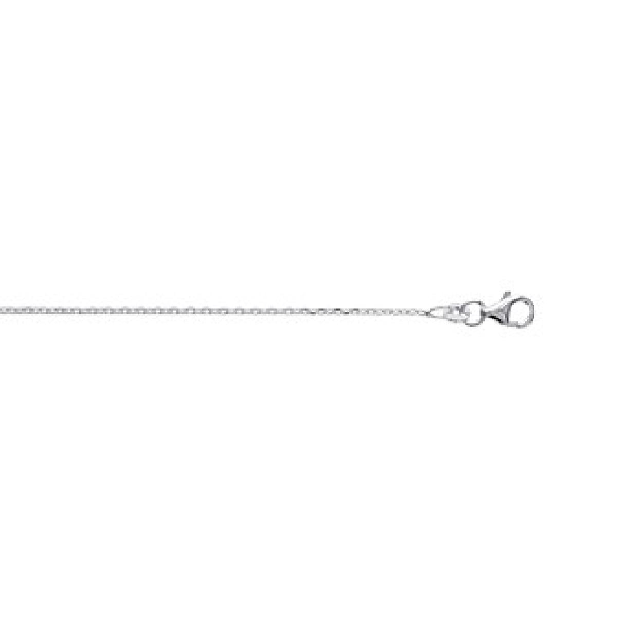 Collier AG925 Gravé Palmette Ginkgo Longueur 40 cm Maille Fine Aspect Satiné – Argent 925