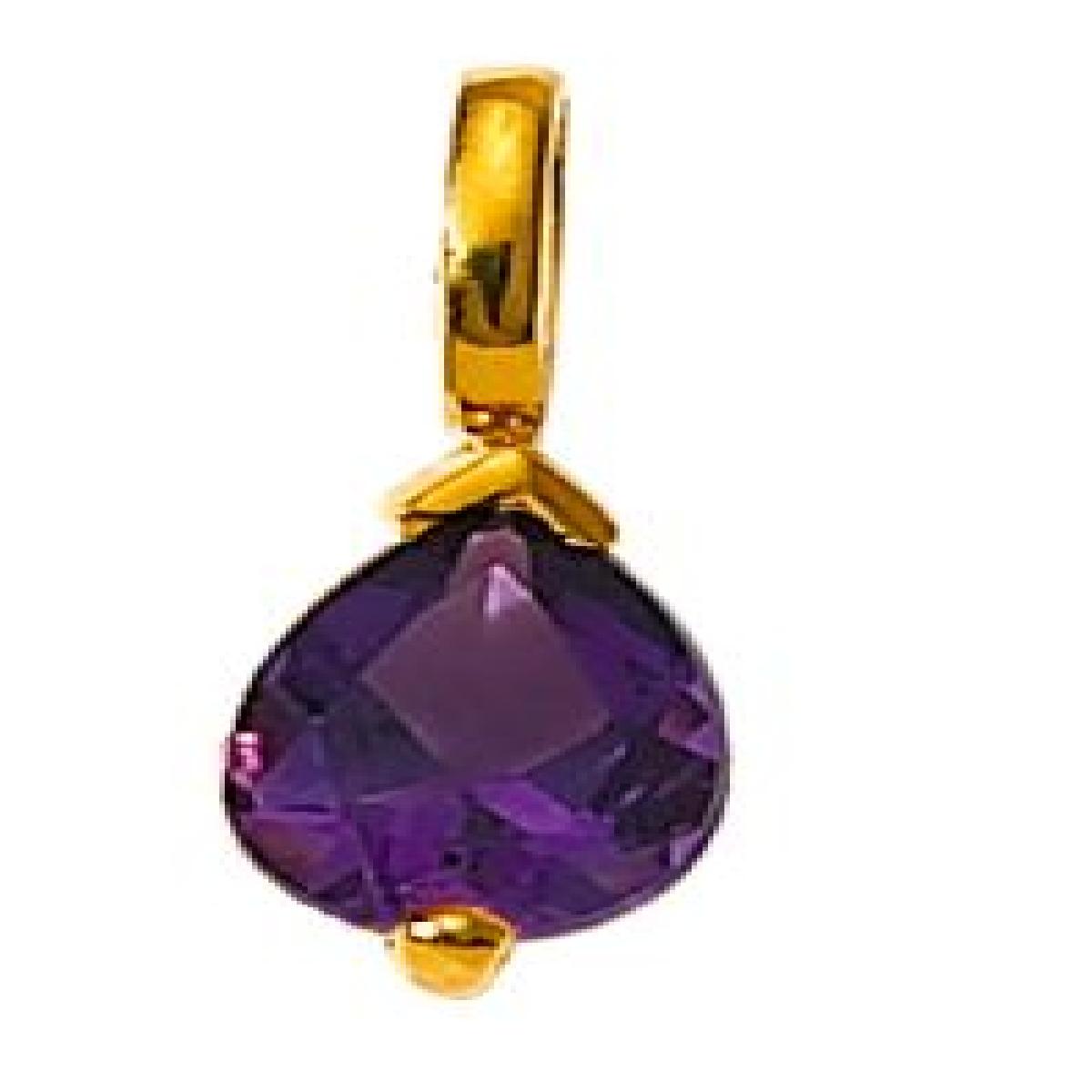 Pendentifs P.Couleur Solitaire – Or 18 Carats – Améthyste Sertie Dans Le Crochet Fin